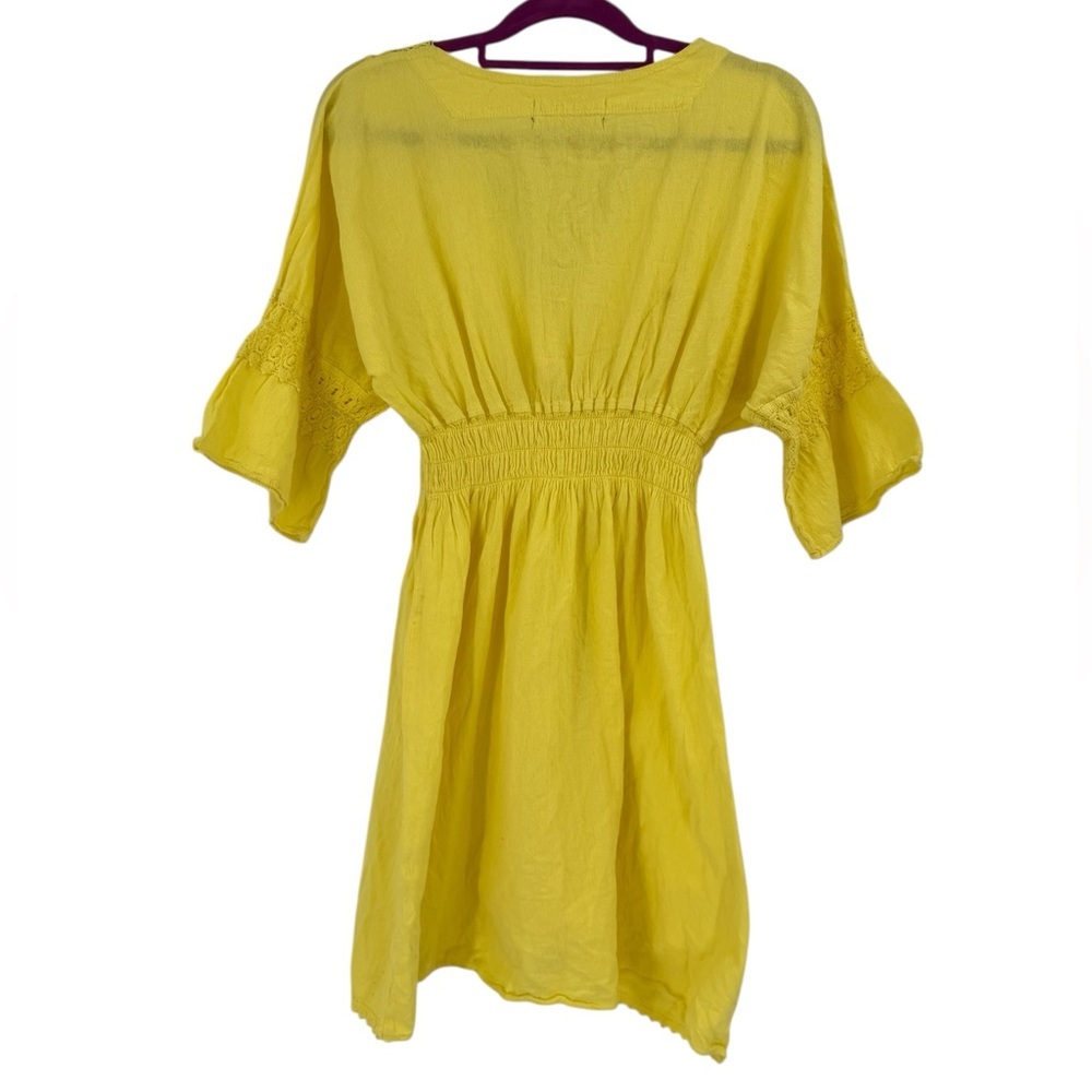 Seaspice Resort Wear Yellow Embroidered Cotton Dress Made in Peru Size M - Picture 3 of 10